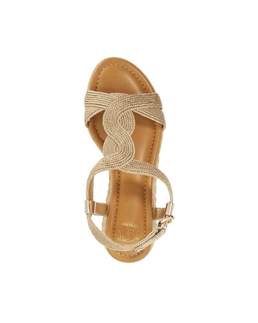 Dune Metallic Laylah Raffia Flatform Sandals