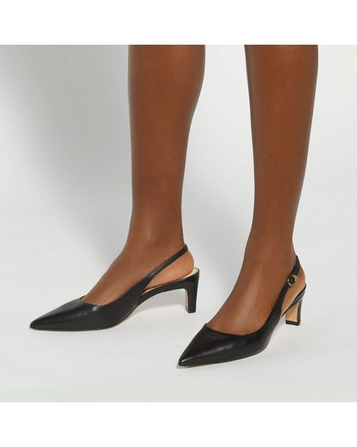 Dune Black Connection Mid Height Sling-Back Court Shoes