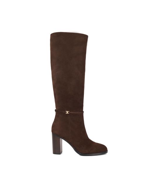 Dune Brown Starlling Knee-High Block Heel Boots