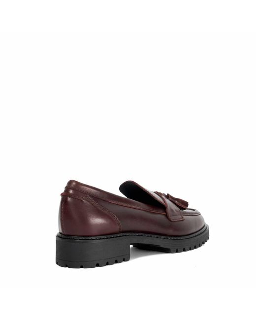 Dune Brown Gracelyn Leather Tassel Trim Chunky Loafers