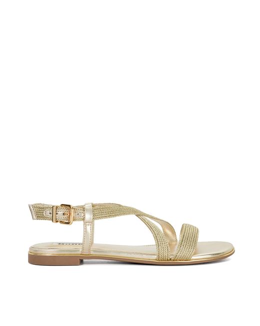 Dune Natural Lope Metallic Flat Sandals