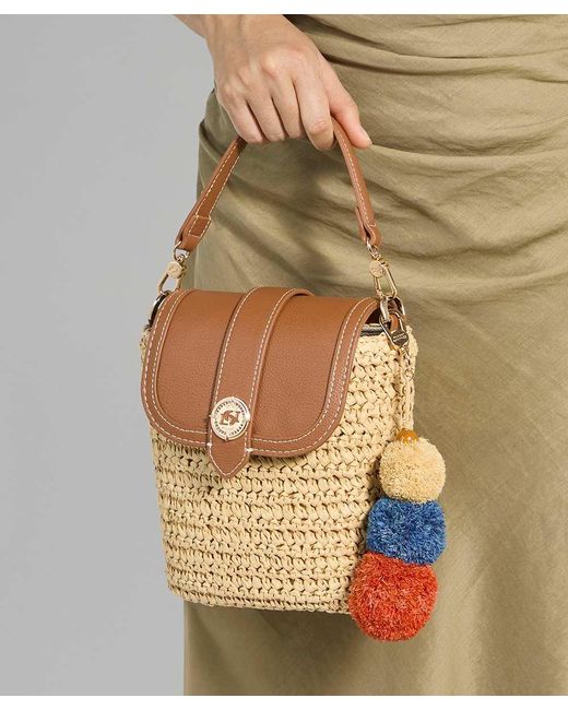 Dune Brown Dimple Raffia Crossbody Bag