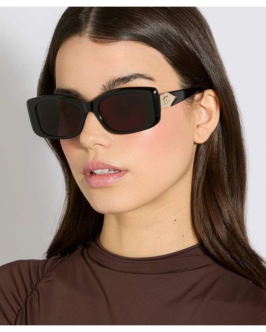 Dune Purple Goal Slim Rectangular Sunglasses