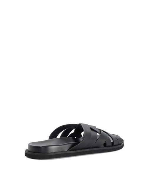 Dune Black Iddris Leather Woven Slip-On Sandals for men