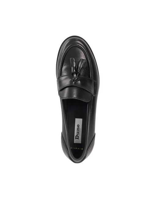 Dune Black Gracelyn Leather Tassel Trim Chunky Loafers