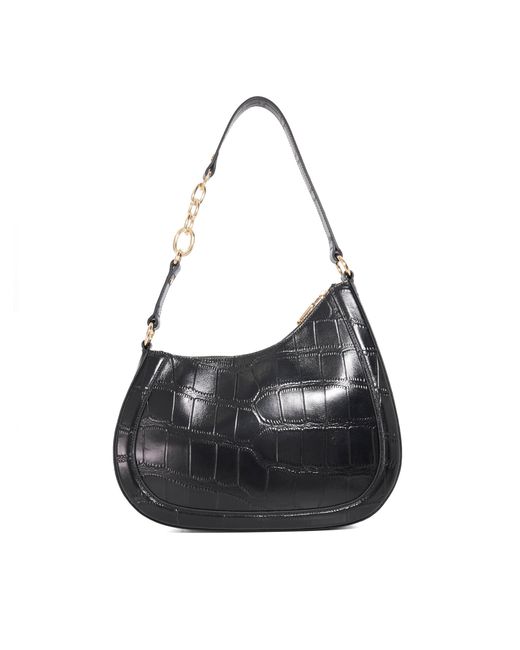 Dune Black Directional Leather Chain Detail Shoulder Bag