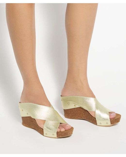 Dune Metallic Krossleys Open Toe Wedge Sandals