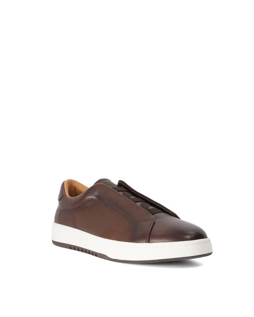 Dune Brown Troys Troys Lace-Less Cupsole Trainers for men