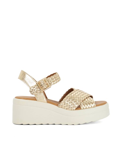Dune Metallic Kinleys Braided Leather Wedge Sandals