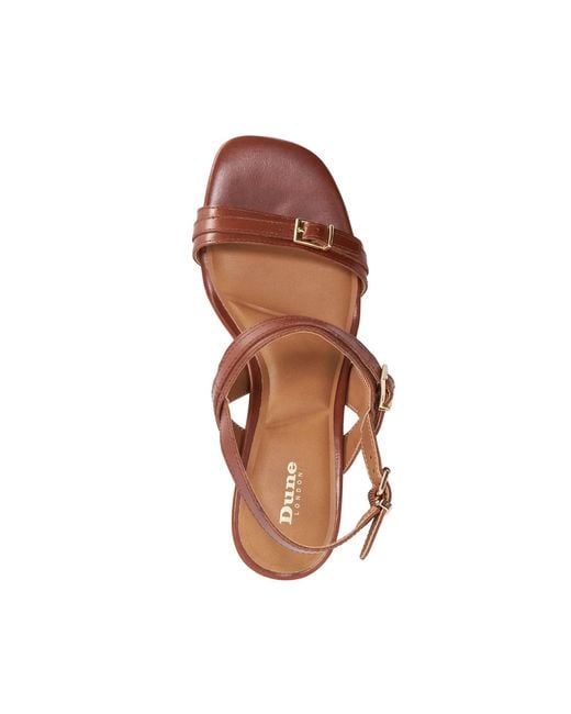 Dune Brown Jiving Mid Height Block Heel Sandals