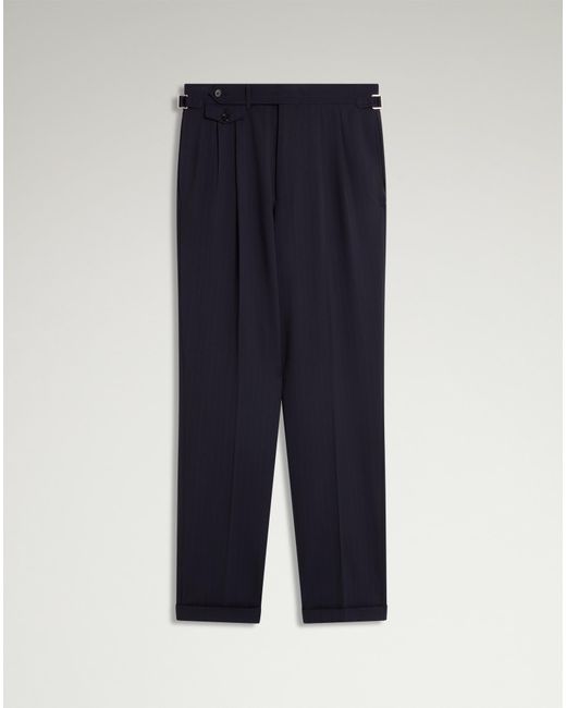 Dunhill Herren Luxury Hose Aus Super 170 Wolle Mit Doppelter Bundfalte Und Kreidestreifen in Blue für Herren
