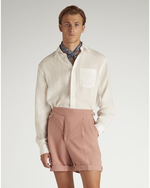 Dunhill Natural Luxury Linen Button Down Shirt for men