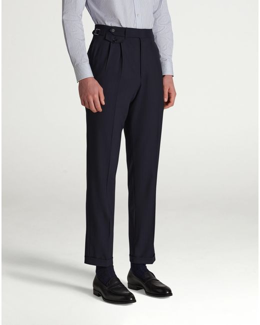 Dunhill Herren Luxury Hose Aus Super 170 Wolle Mit Doppelter Bundfalte Und Kreidestreifen in Blue für Herren