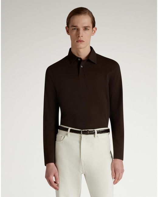 Uomo Luxury Polo A Maniche Lunghe di Dunhill in Black da Uomo