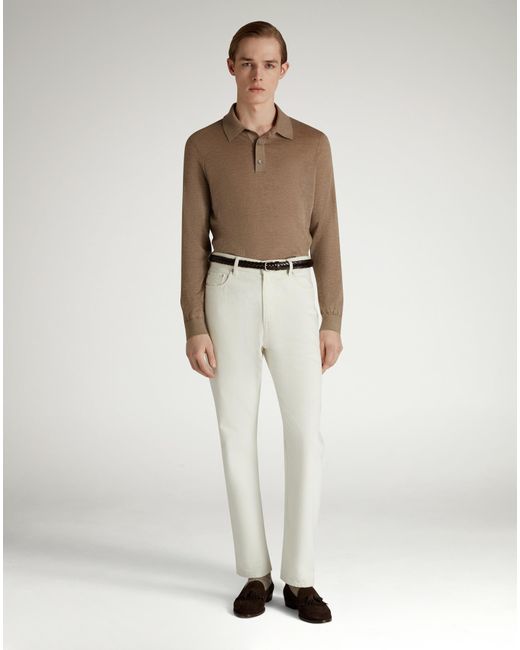 Uomo Luxury Polo A Maniche Lunghe di Dunhill in Brown da Uomo