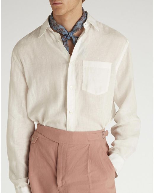 Dunhill Natural Luxury Linen Button Down Shirt for men