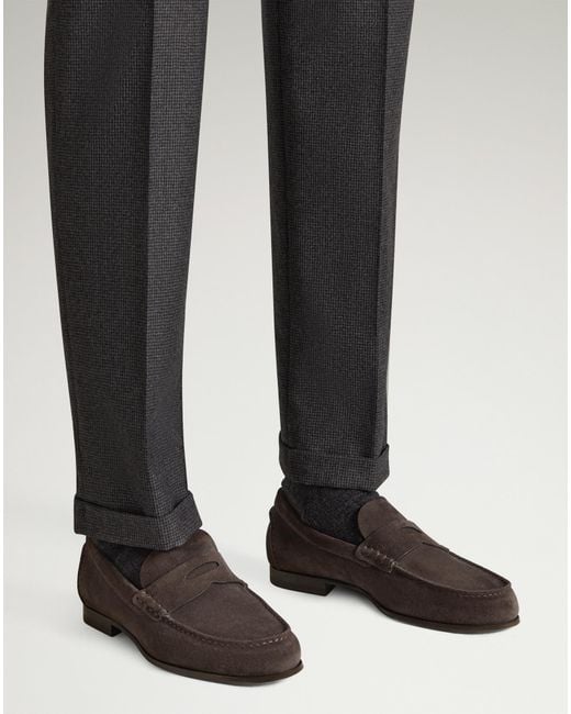 Dunhill Brown Luxury Heddon Flex Suede Loafers for men