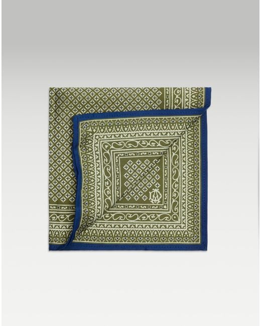 Dunhill Green Luxury Silk Micro Diamond Neats Screen Printed Pocket Square for men
