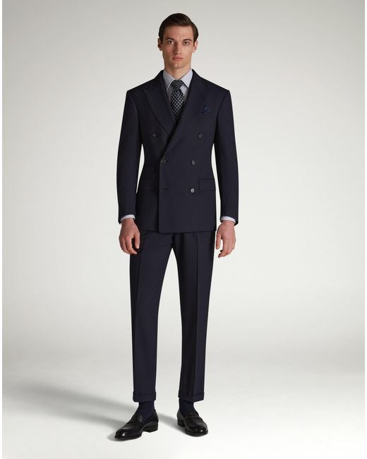 Dunhill Herren Luxury Hose Aus Super 170 Wolle Mit Doppelter Bundfalte Und Kreidestreifen in Blue für Herren