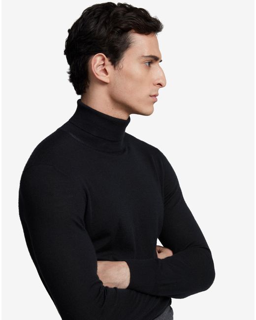 Black cashmere roll neck jumper clearance