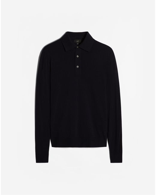 Dunhill Black ' Luxury Merino Long Sleeve Polo for men