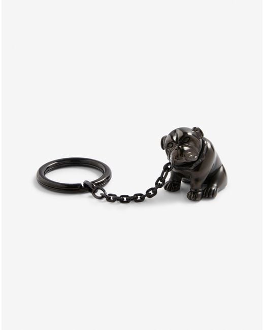 Dunhill Gray Luxury Leather Bulldog Keyfob for men