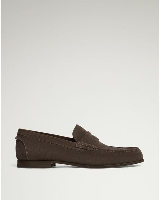 Dunhill Brown Luxury Heddon Flex Suede Loafers for men