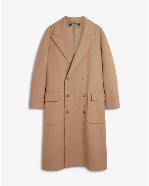 Dunhill Natural Luxury Double Face Camel Double Breasted Polo Coat With Warmers for men