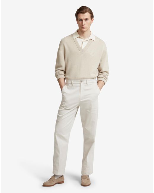 Dunhill White ' Luxury Cotton Cashmere V Neck Jumper for men