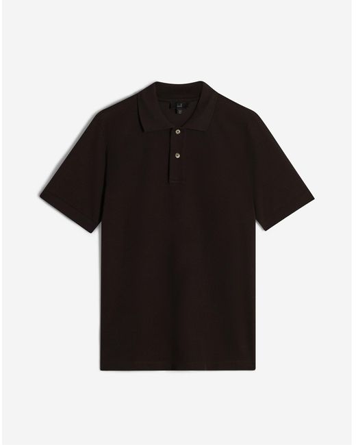 Dunhill Black ' Luxury Cotton Silk Pique Short Sleeve Polo for men