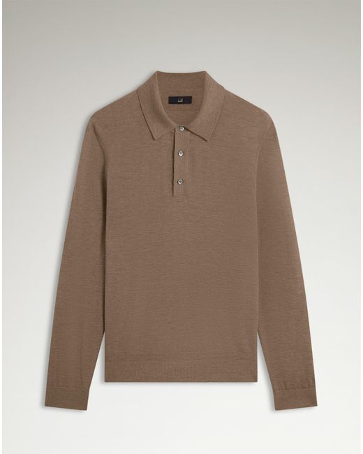 Uomo Luxury Polo A Maniche Lunghe di Dunhill in Brown da Uomo
