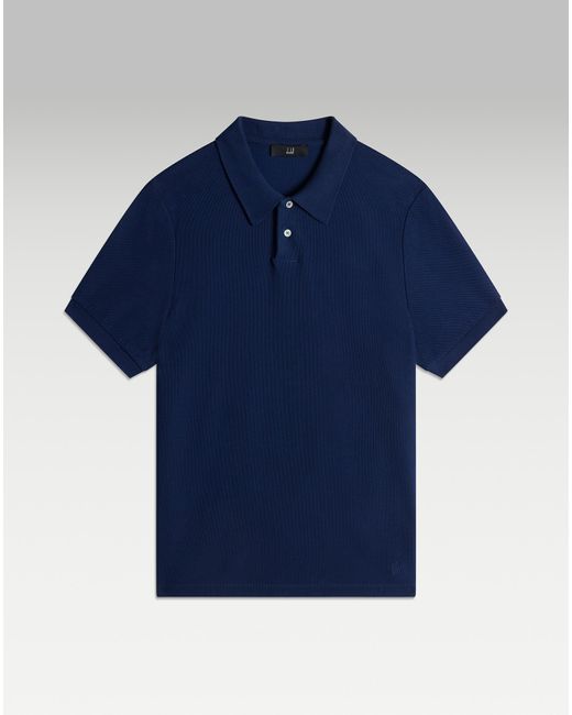 Dunhill Blue Luxury Ad Cypher Cotton Pique Short Sleeve Polo for men