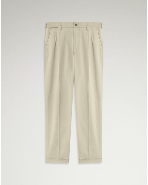 Dunhill Herren Luxury Chinohose Aus Elastischem Baumwolltwill Mit Doppelter Bundfalte in Natural für Herren