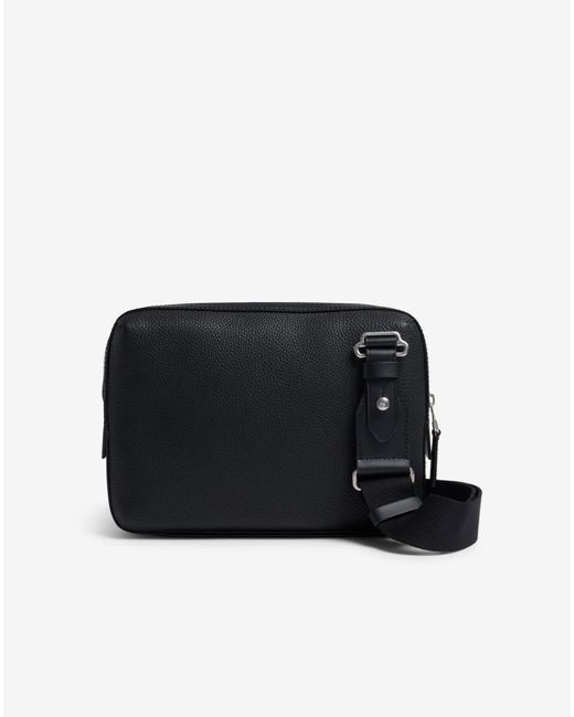 Dunhill Black Luxury Leather 1893 Harness City Messenger Bag for men