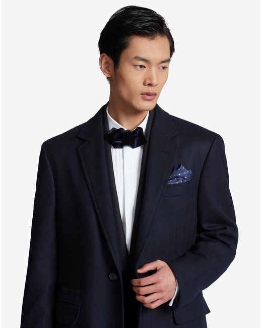 Dunhill Blue Luxury Wool Cashmere Herringbone Single Breasted Coat for men