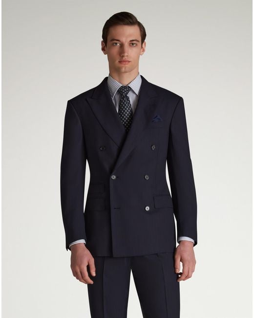 Dunhill Herren Luxury Zweireihiges Bourdon Sakko Aus Super 170 Wolle Mit Kreidestreifen in Blue für Herren