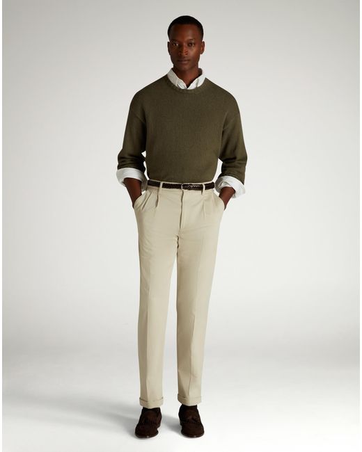 Dunhill Herren Luxury Chinohose Aus Elastischem Baumwolltwill Mit Doppelter Bundfalte in Natural für Herren