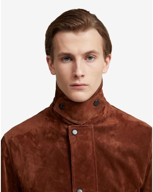 Dunhill Brown Luxury Suede Belted Field Jacket for men