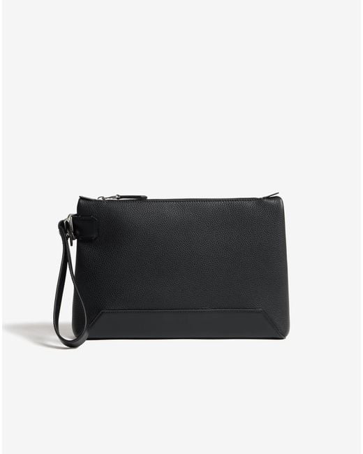 Dunhill Black Luxury Leather 1893 Harness Zipped Pouch for men