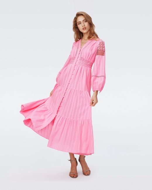 Diane von Furstenberg Pink Gigi Cotton Dress By Diane Von Furstenberg