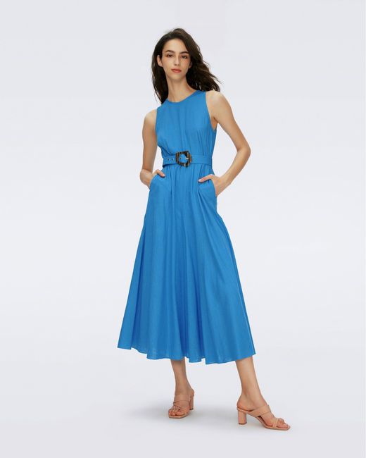 Diane von Furstenberg Blue Elliot Midi Dress By Diane Von Furstenberg