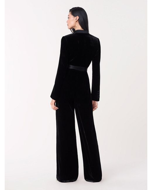 dvf black velvet jumpsuit