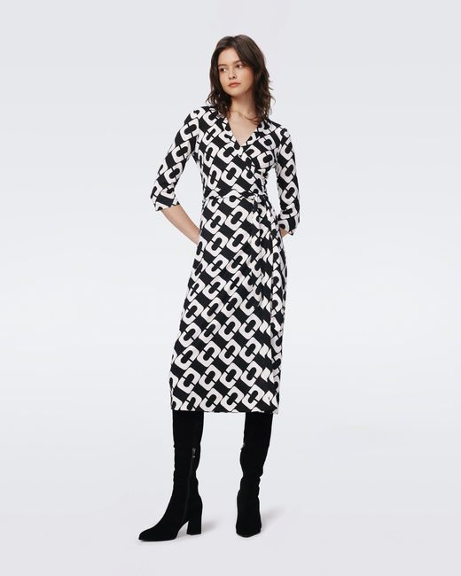 Diane von Furstenberg White Abigail Silk Jersey Midi Wrap Dress By Diane Von Furstenberg