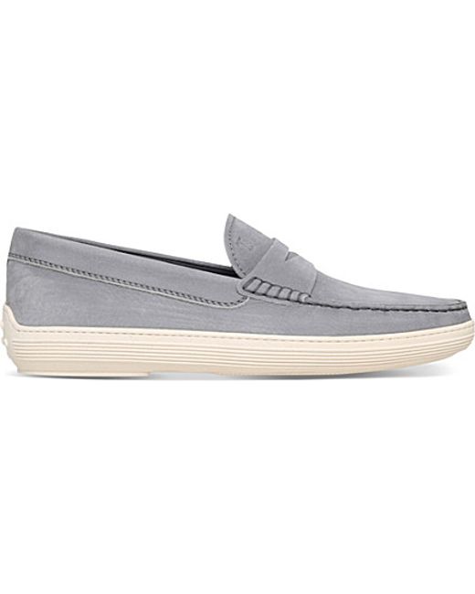 Tod's Marlin Nubuck Leather Boat Shoes in Gray for Men | Lyst