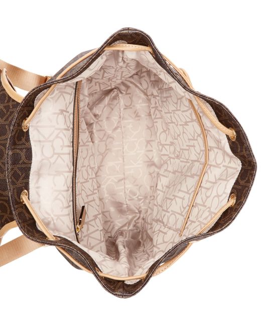 Calvin Klein Leather Hudson Monogram Backpack in Brown/Khaki/Camel (Brown)  | Lyst