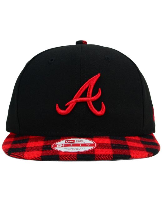 KTZ Red Atlanta Braves Premium Plaid 9fifty Snapback Cap for men