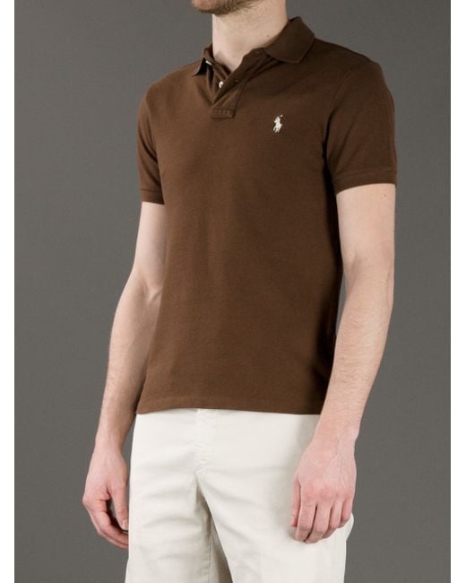 Brown polo sales shirt ralph lauren