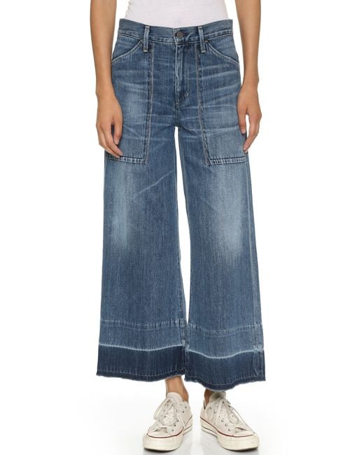 Citizens of Humanity Blue Melanie Cropped Wide Leg Jeans