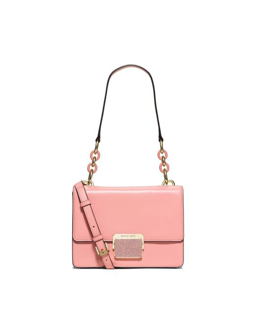 Michael kors Cynthia Small Leather Shoulder Bag in Pink (PALE PINK) - Save 30% | Lyst