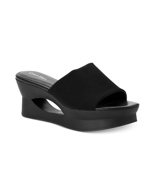 Calvin Klein Black Marjory Platform Wedge Sandals